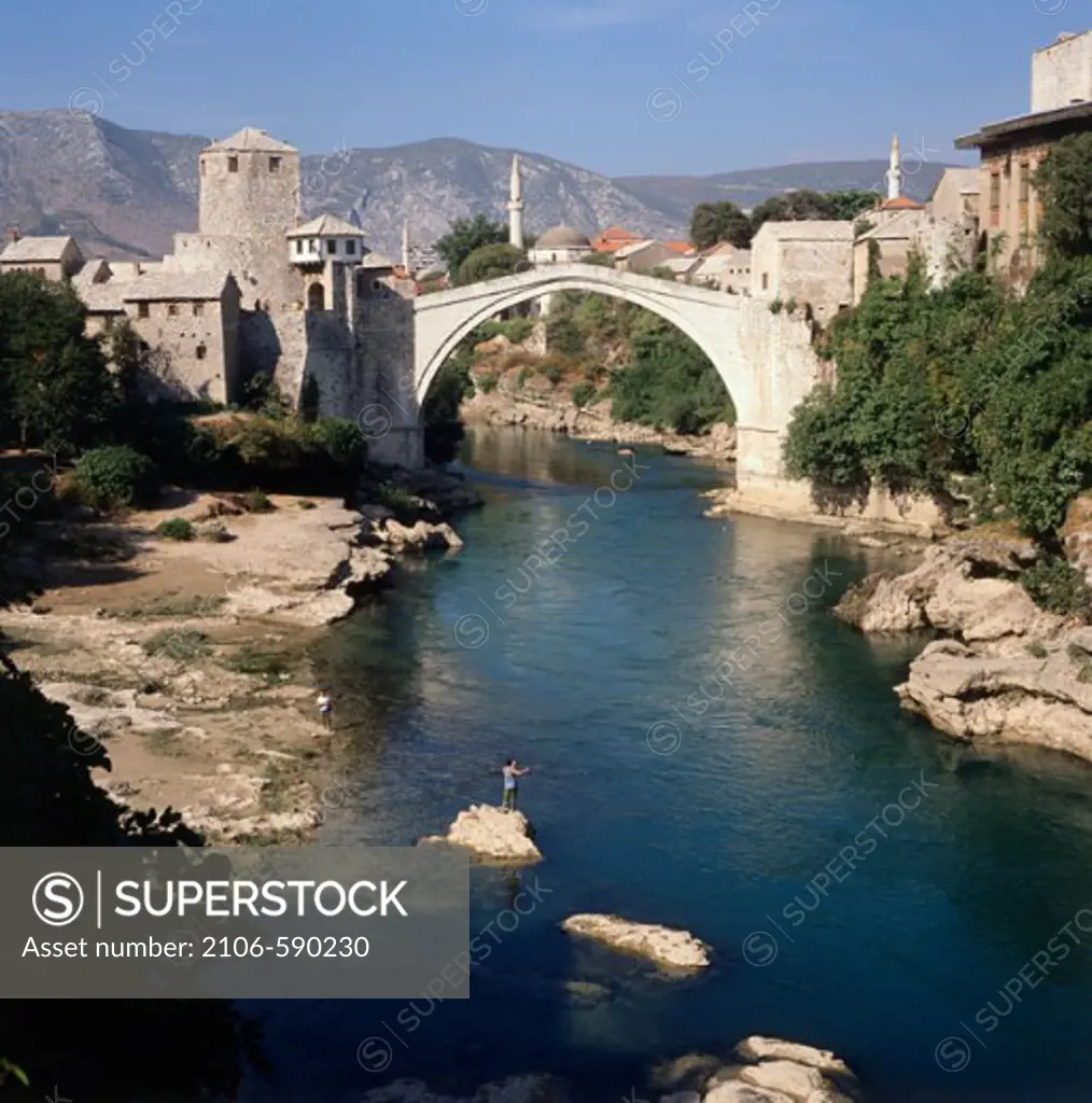 Stari Most (Old Bridge) Destroyed 1993 Mostar Bosnia and Herzegovina
