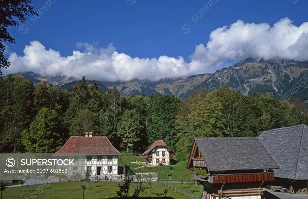 Switzerland, Ballenberg, Open air museum housing display near Brienz below Riedergrat