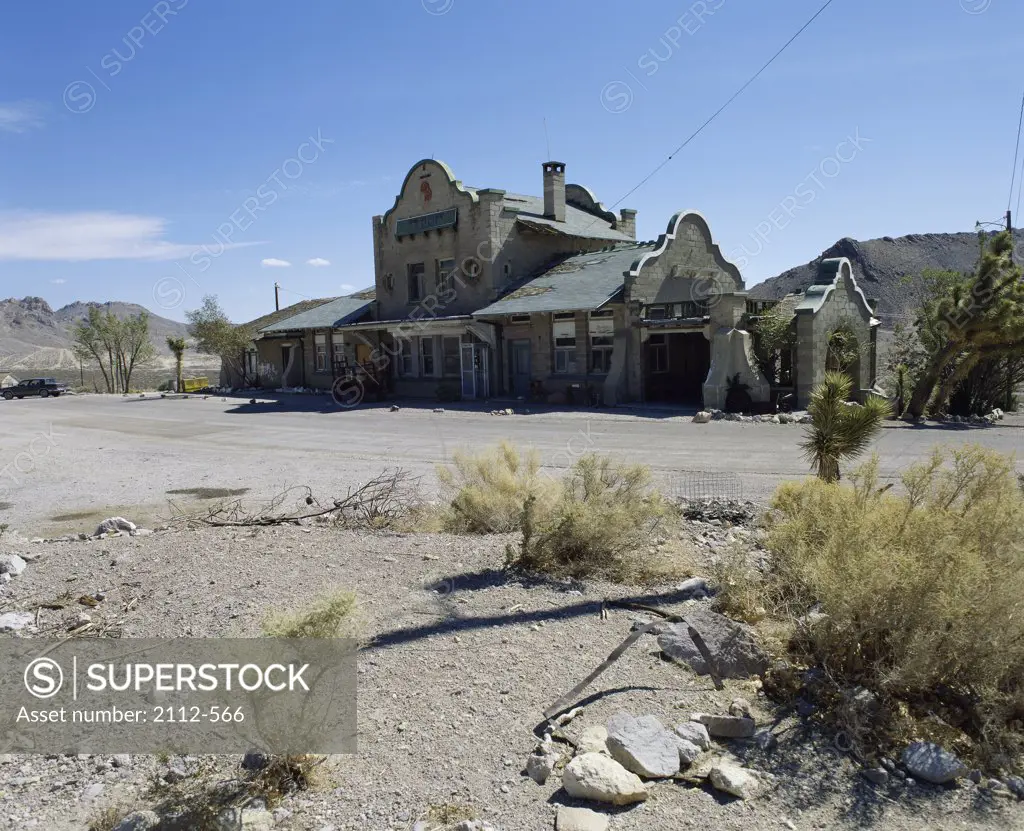 Facade of Railroad Depot, Rhyolite Ghost Town, Nevada, USA