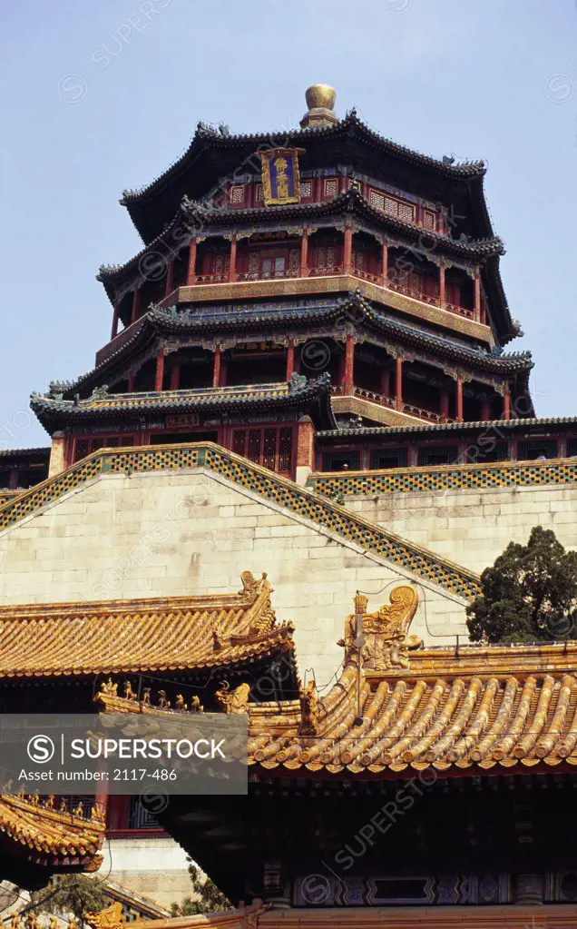 Low angle view of a temple, Longevity Hill, Summer Palace, Beijing, China
