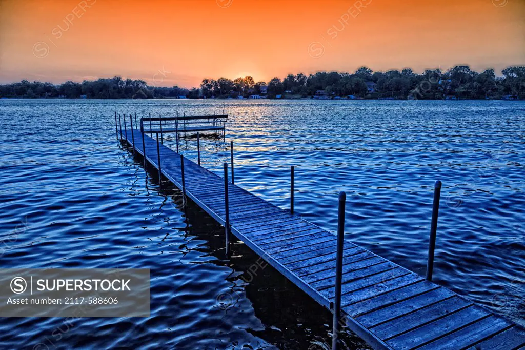 USA, Minnesota Lake, Dock on Minnesota Lake