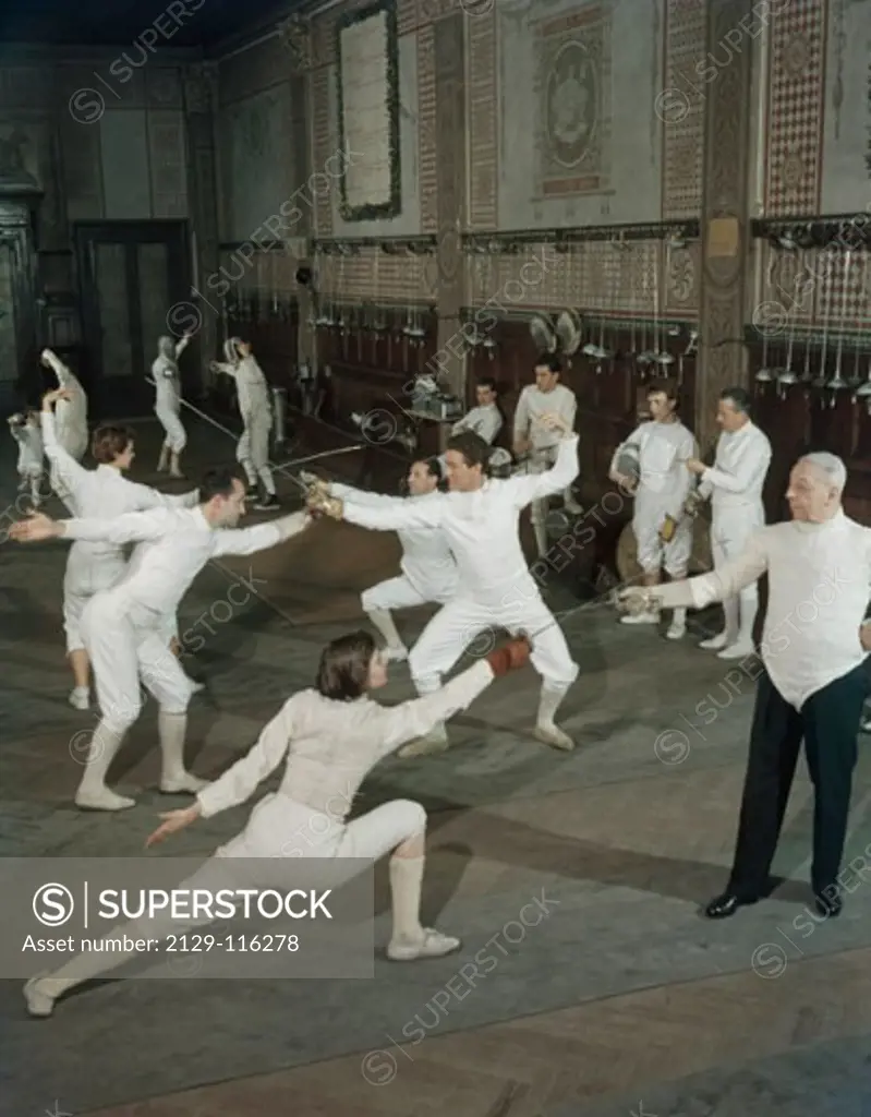 Group of people fencing