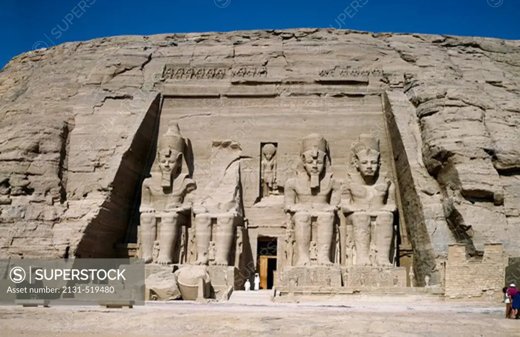 Facade of a temple, Great temple of Rameses II, Abu Simbel, Egypt