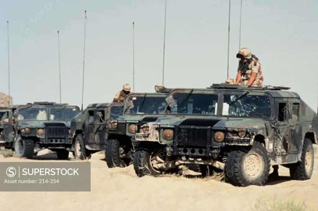 Saudi Arabia:  M-998 High Mobility Multipurpose Wheeled Vehicles Are Parked During Desert Shield