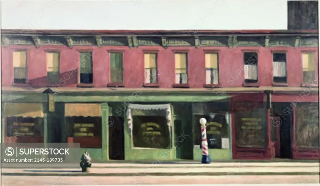 Early Sunday Morning by Edward Hopper, oil on canvas, 1930, 1882-1967, USA, New York, New York City, Whitney Museum of American Art.