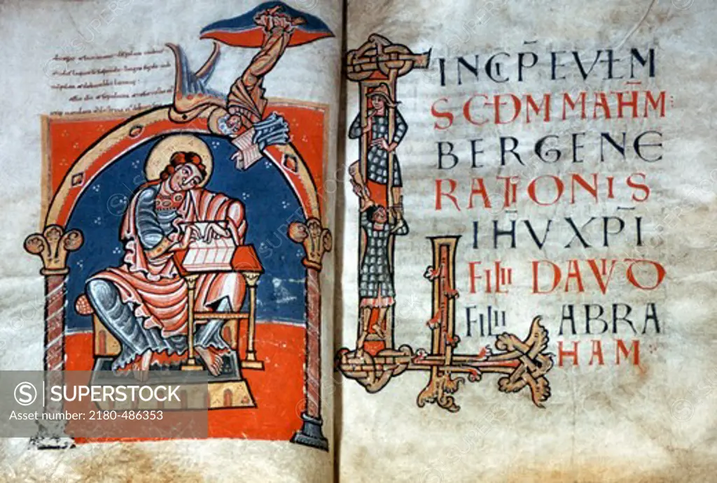 Carolingian Bible: St. Matthew's Gospel, illuminated manuscript, Italy, Rome, Basilica of Saint Paul Outside the Walls