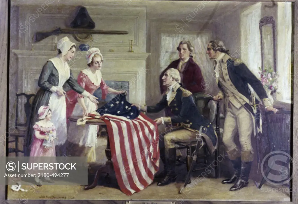 Betsy Ross and the 1st Stars and Stripes, 1777 by John Ward Dunsmore, 1856-1945