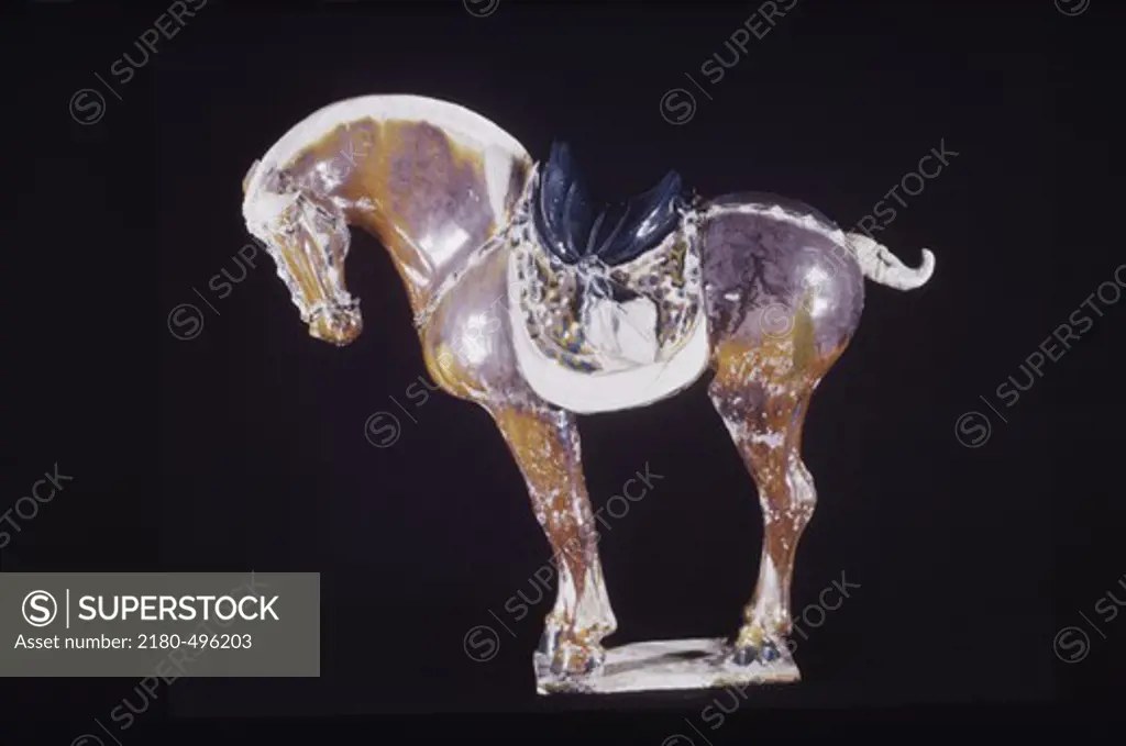 Horse with Saddle, T'ang Tomb Figure Chinese Art 