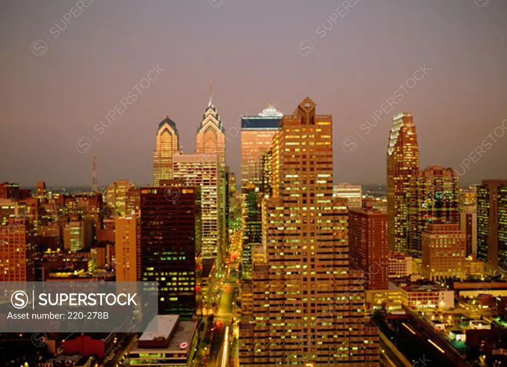 USA, Pennsylvania, Philadelphia skyline at dusk