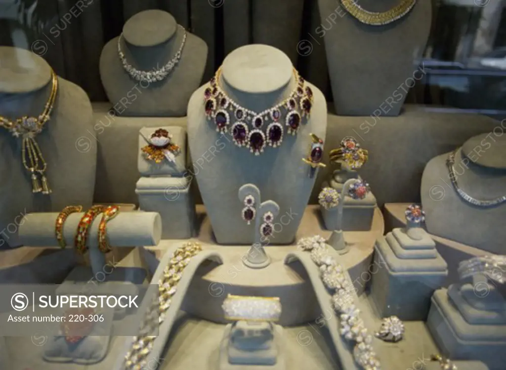Jewelry in a window display