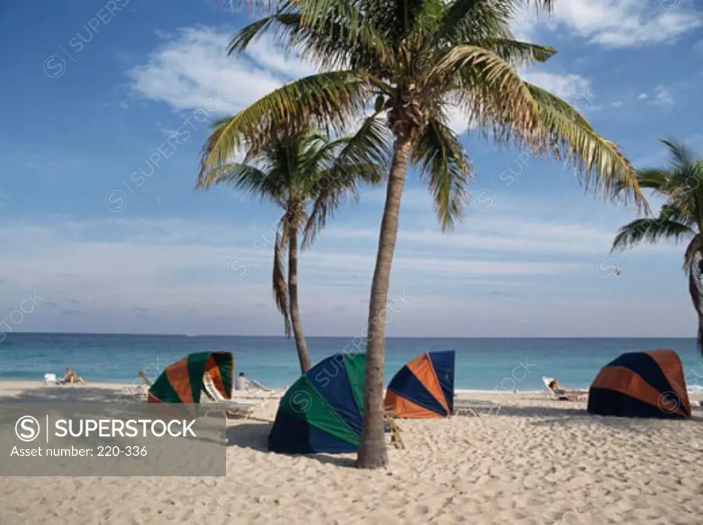Tents on the beach, Fort Lauderdale Beach, Fort Lauderdale, Florida, USA