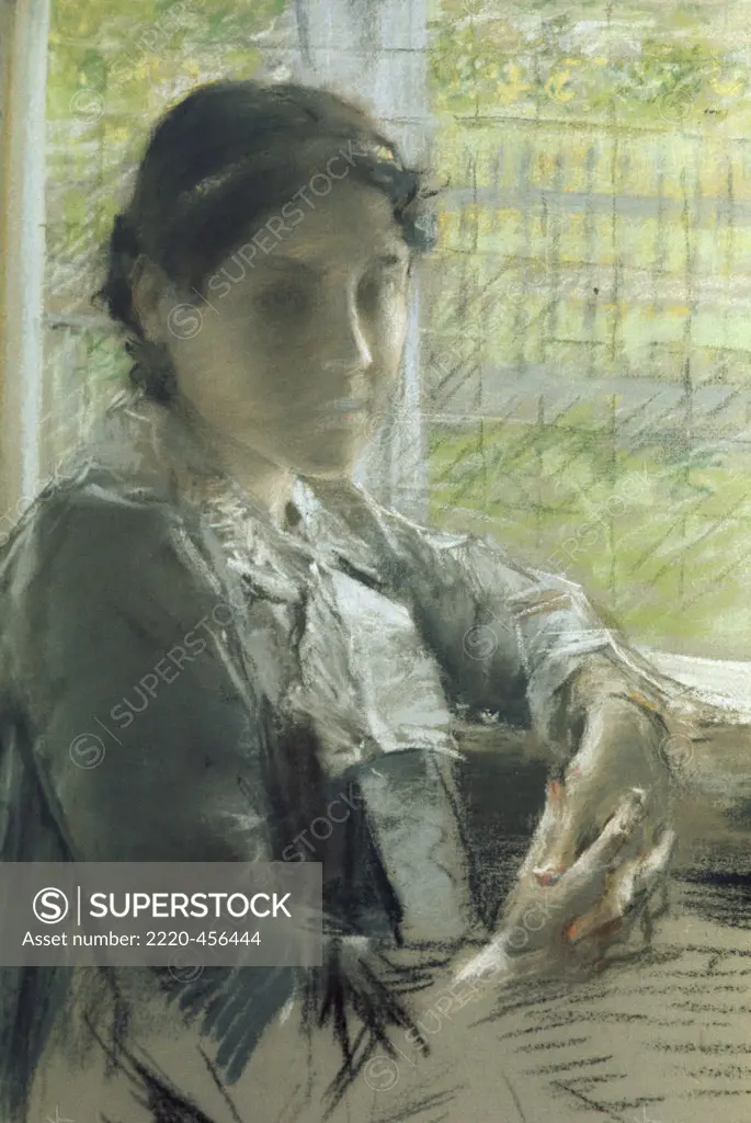 At the Window  William Merritt Chase (1849-1916 American) Pastel 