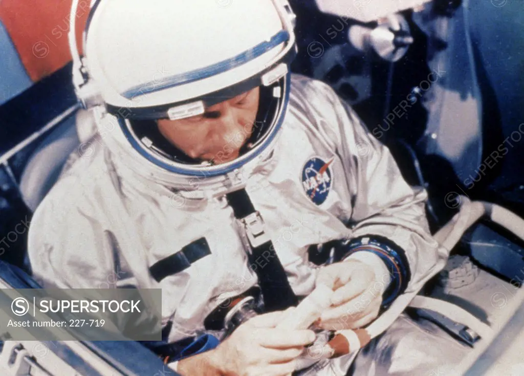 Close-up of an astronaut with food developed for space flight