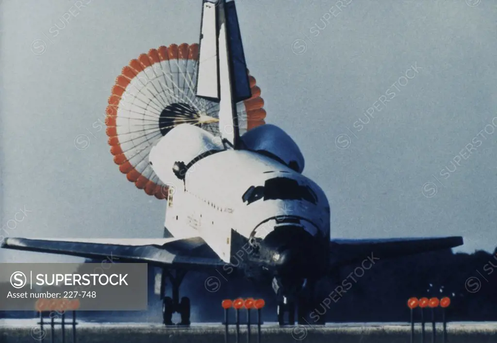 Space Shuttle Columbia Using Drag Chute Kennedy Space Center Florida USA