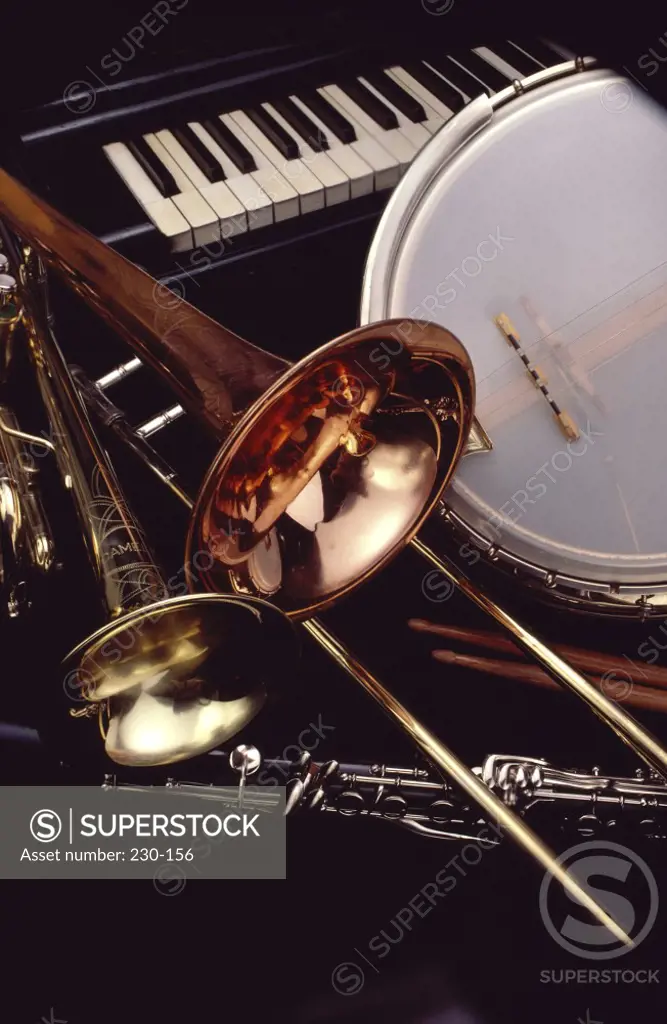 Close-up of musical instruments
