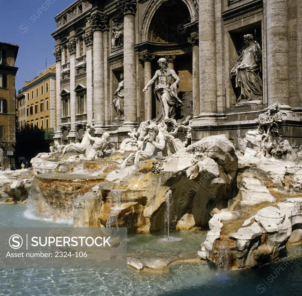 Statues on a fountain, Trevi Fountain, Rome, Italy
