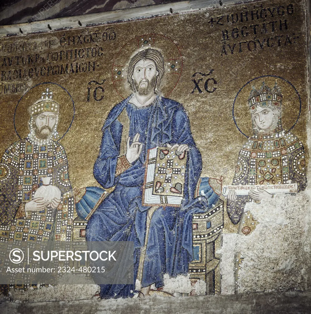 Christ Enthroned with Constantine XI & Empress Zoe 11th Century Artist Unknown Mosaic