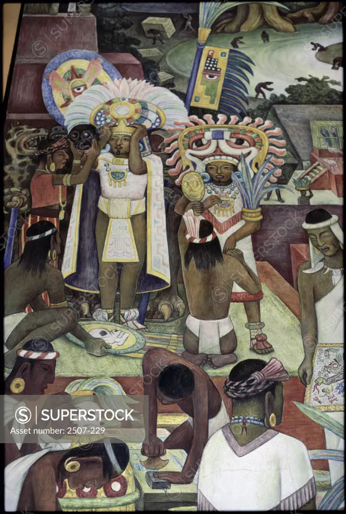 Zapotec Civilization by Diego Rivera, 1886-1957, Mexico, Mexico City, National Palace
