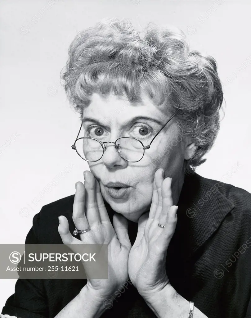 Portrait of a senior woman puckering her lips