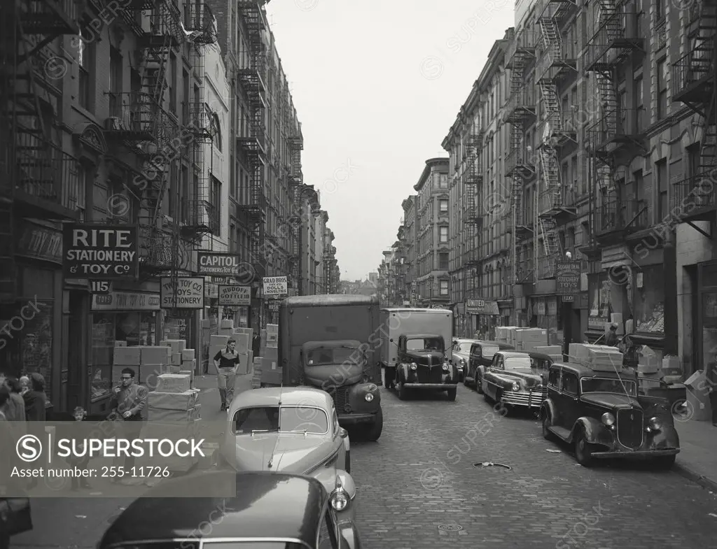 Vintage photograph. Traffic on Ludlow Street, New York City