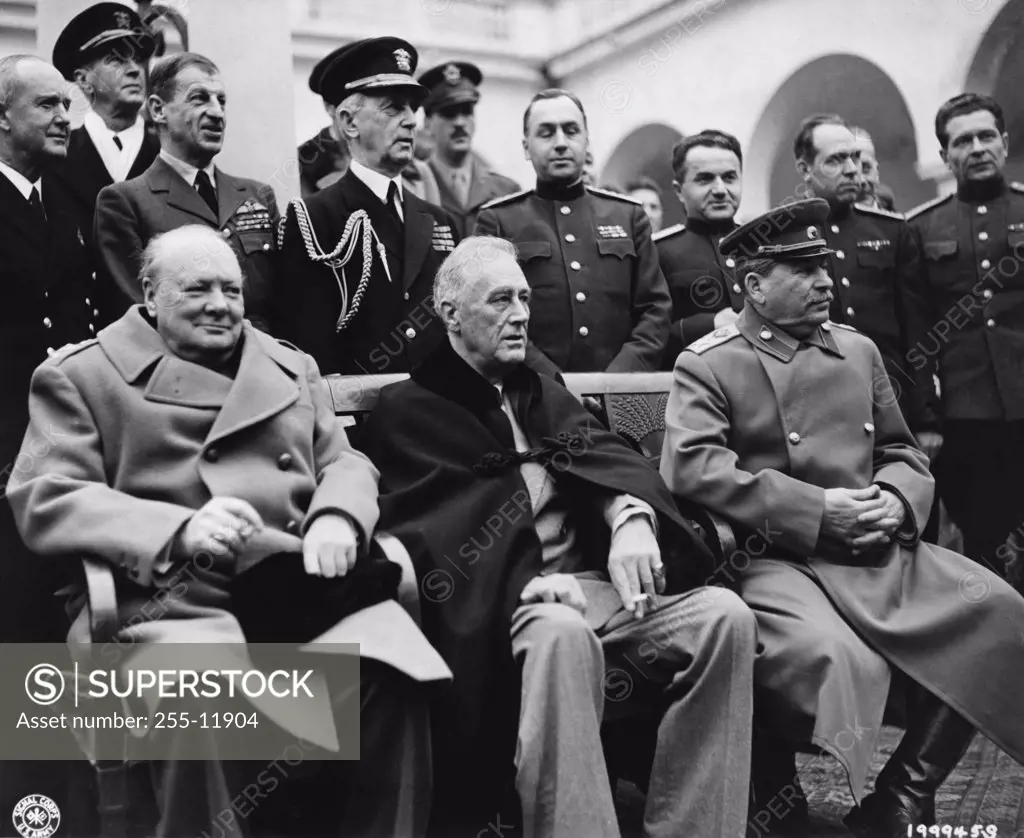 Winston Churchill, Franklin D. Roosevelt and Joseph Stalin, Yalta Conference, Crimea, USSR, February 4-11, 1945