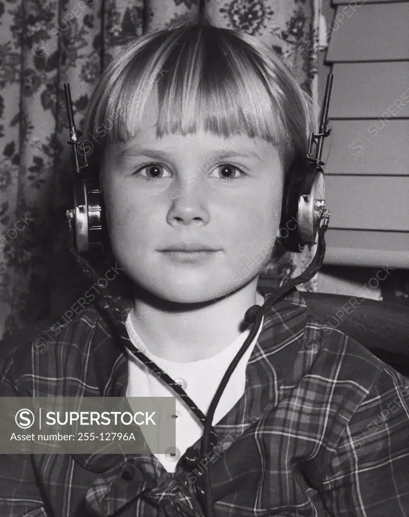 Portrait of a boy wearing headphones