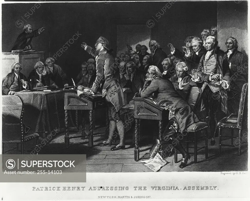 Vintage Photograph. Patrick Henry delivering speech before The Virginia Assembly, known by words of 'Give me Liberty or give me Death'