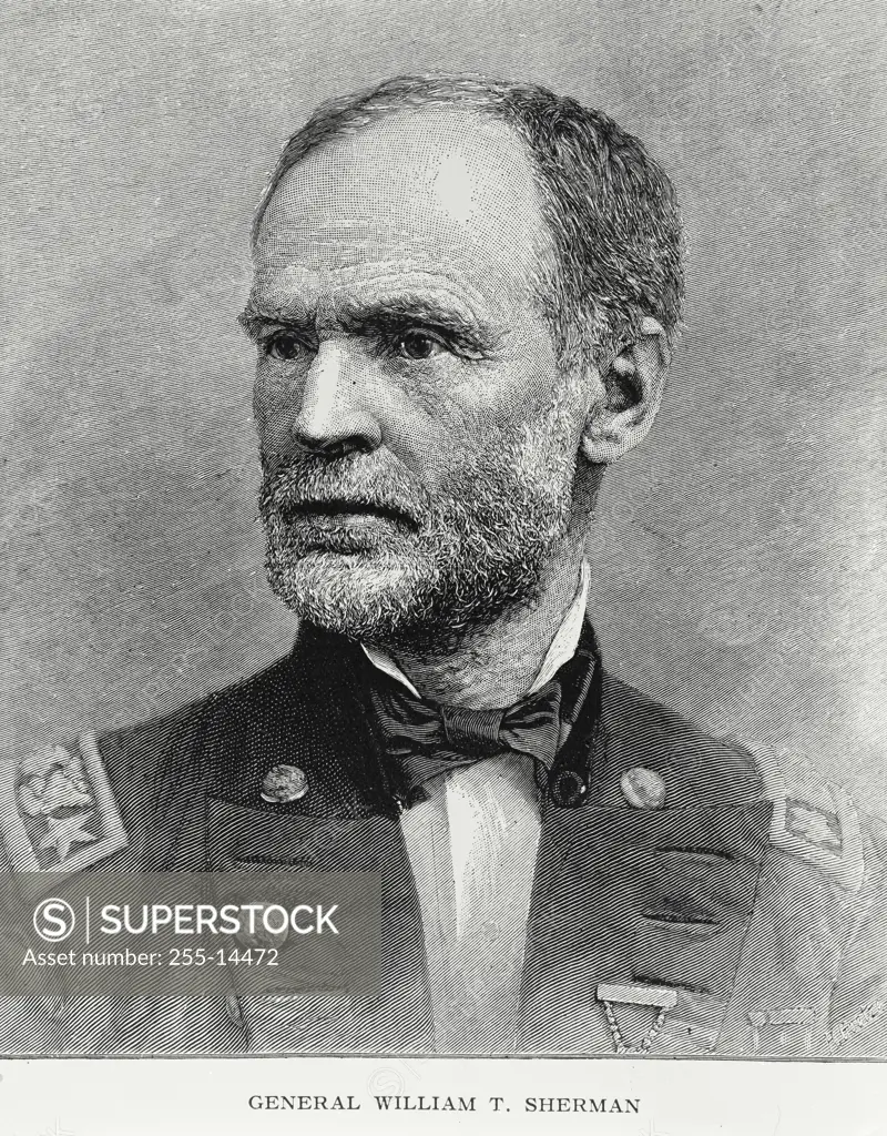 Vintage Photograph. General William Tecumseh Sherman Federal Officer During the Civil War Artist Unknown