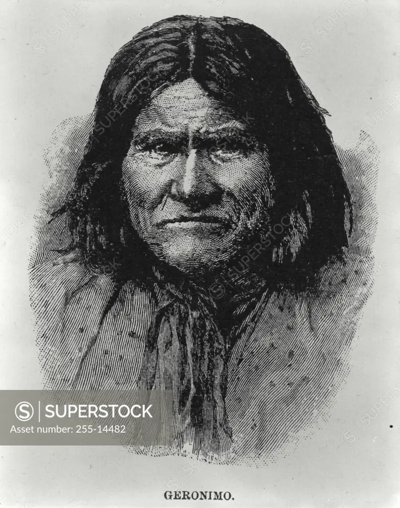 Vintage Photograph. Geronimo, Apache Indian Chief, leader of fifty years of Indian warfare against the whites in the southwest, until 1866 when he was captured and imprisoned