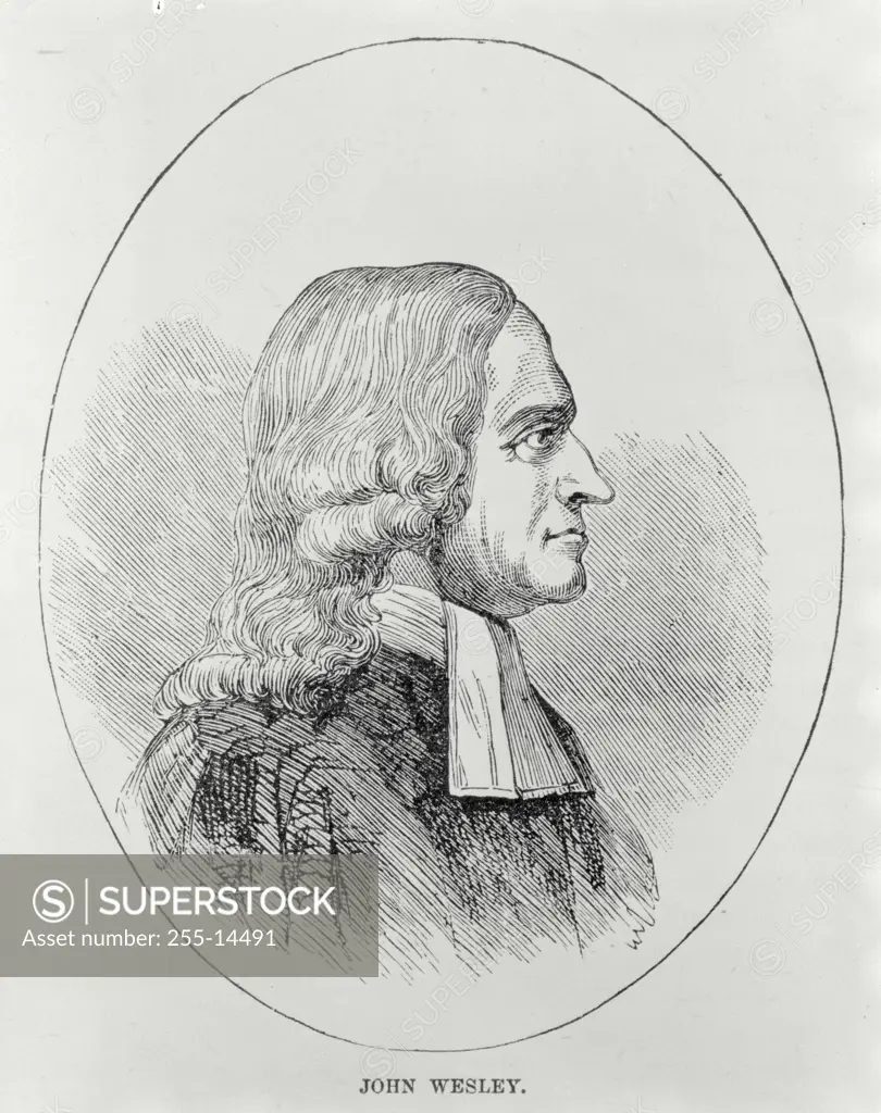 Vintage Photograph. Founder of the Methodist Church John Wesley (1703-1791), portrait, illustration