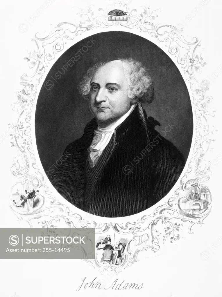Portrait of John Adams (1735-1826),  2nd president of the USA,  illustration