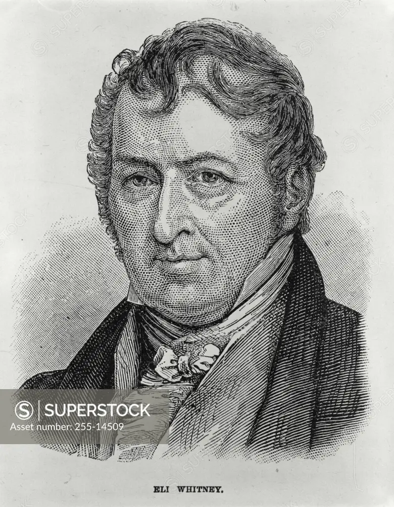 Vintage Photograph. Eli Whitney (1765-1825) Inventor of the Cotton Gin Illustration