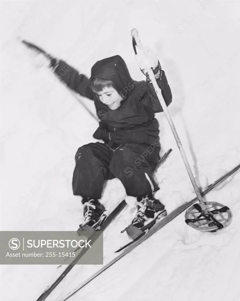 Boy skiing on snow
