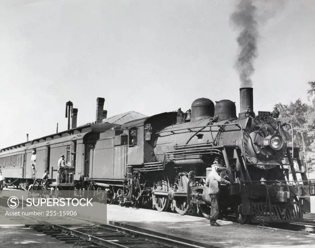 Passenger train on railroad track, Boston and Maine Railroad, Worcester, Massachusetts, USA