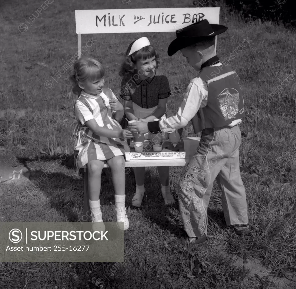 Children at milk and juice bar