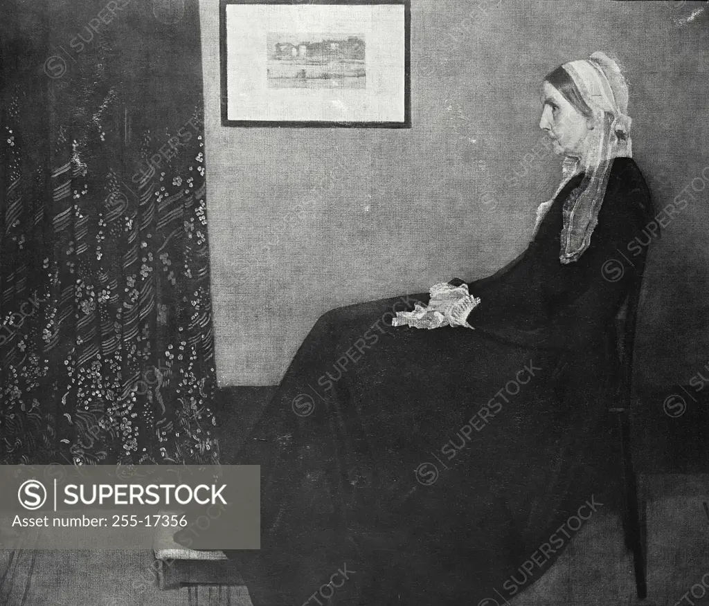 Vintage Photograph. Whistler's Mother at The Louvre