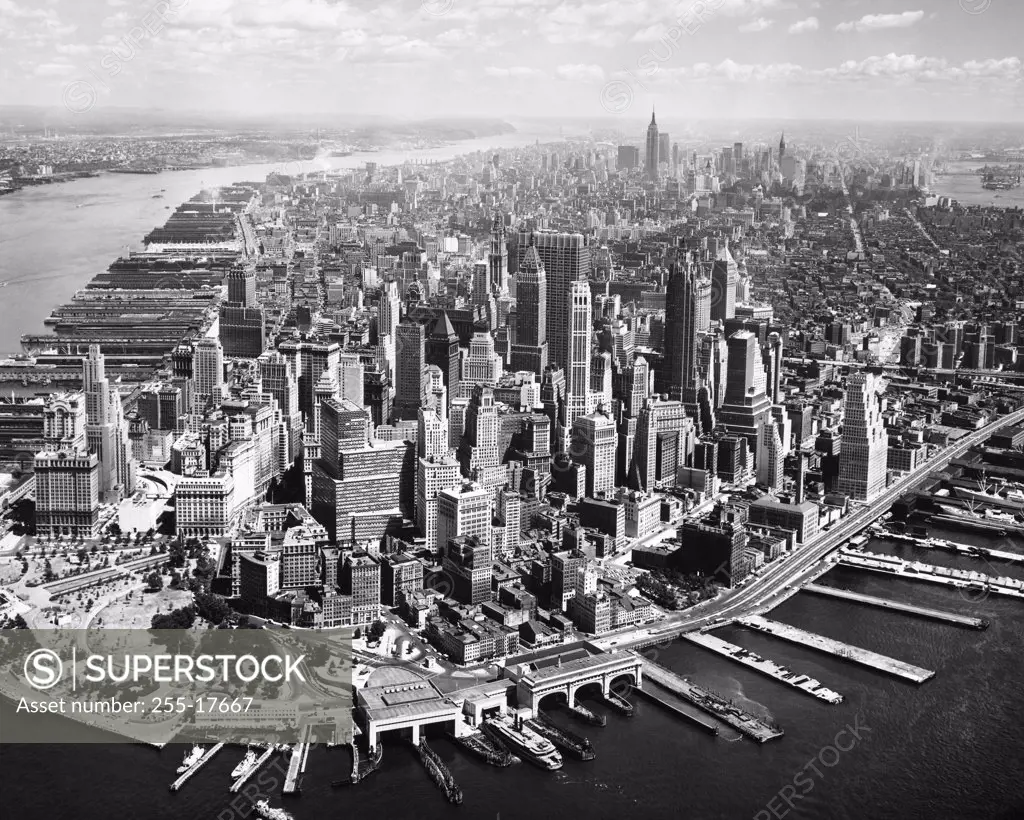 Aerial view of a city, Manhattan, New York City, New York, USA
