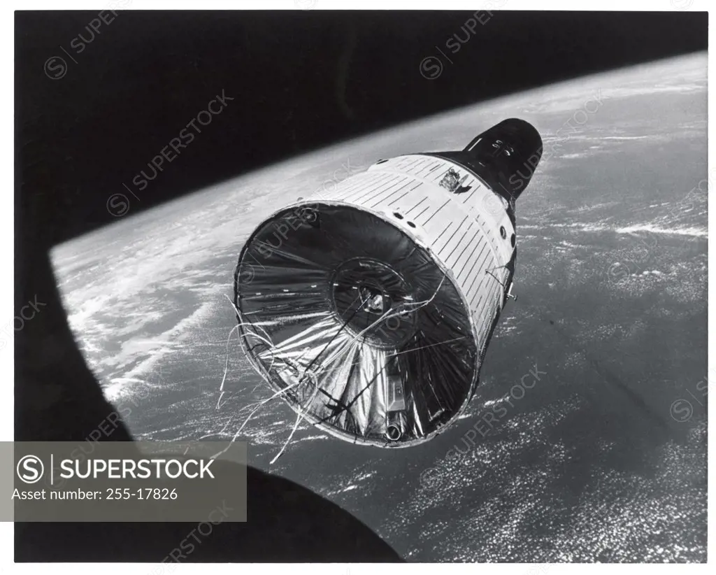 Satellite orbiting in space, Gemini VII Spacecraft