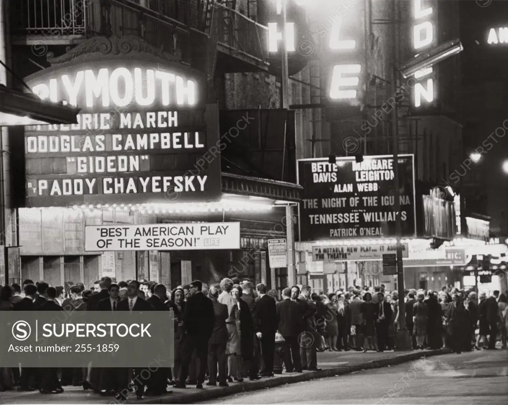People waiting outside a movie theater, Theater District, New York City, USA