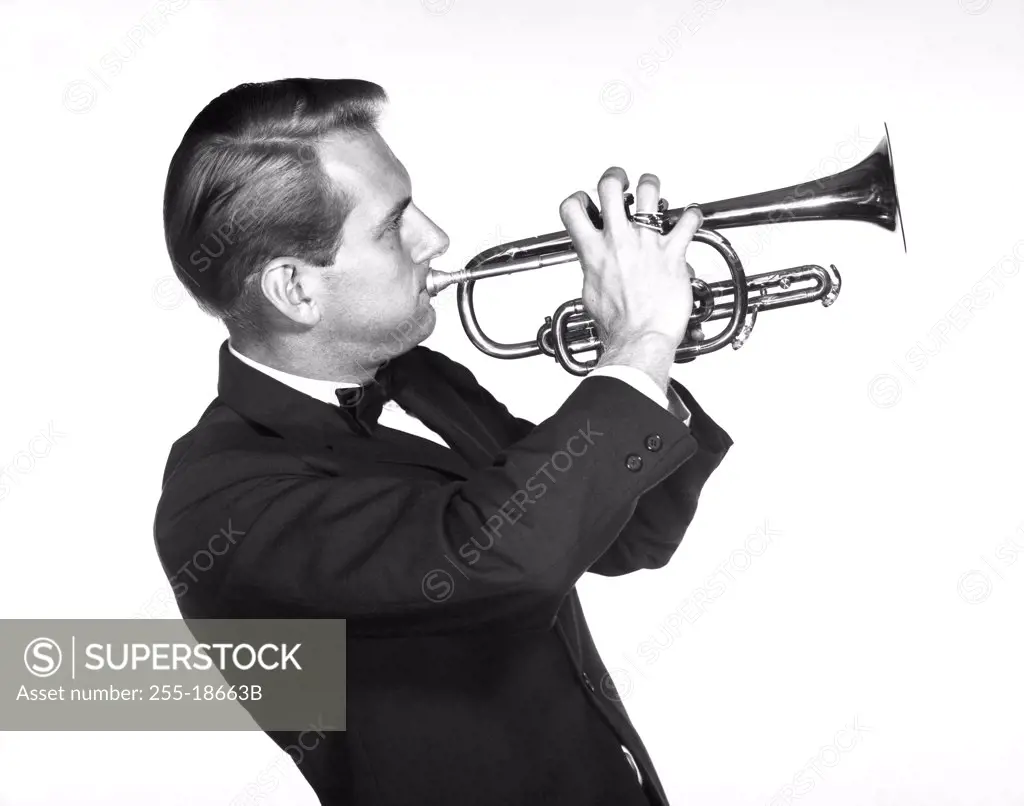 Musician playing a trumpet