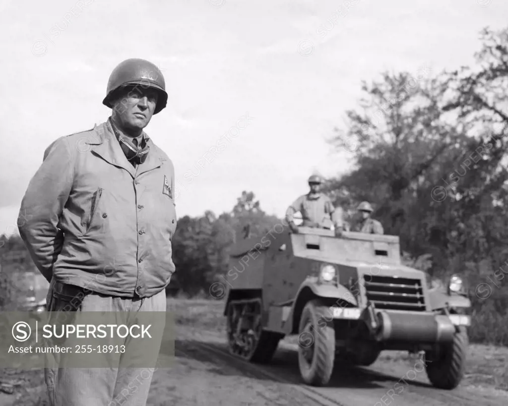 George S. Patton General U.S. Army (1885-1945) Commanding Gerneral of 2nd Armored Division during Carolina Manuevers exercise November 6, 1941