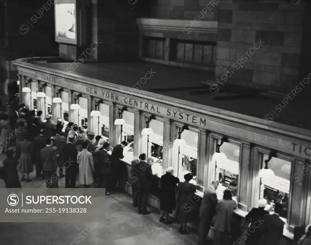 Vintage photograph. Ticket windows at Grand Central Station