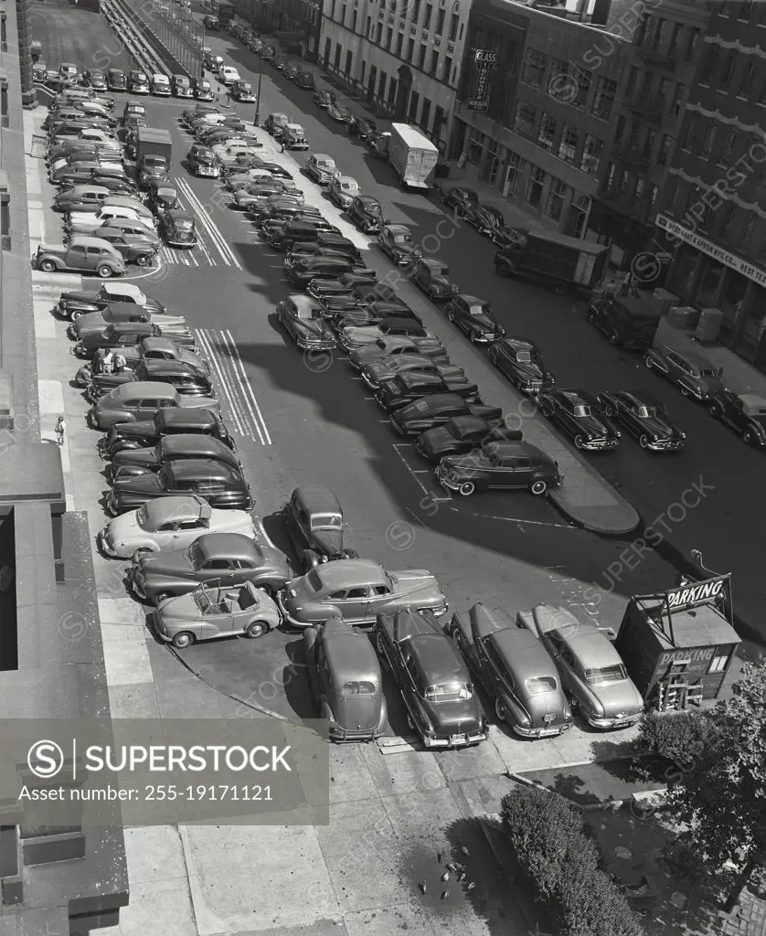Vintage photograph. parking lot on east 59th street