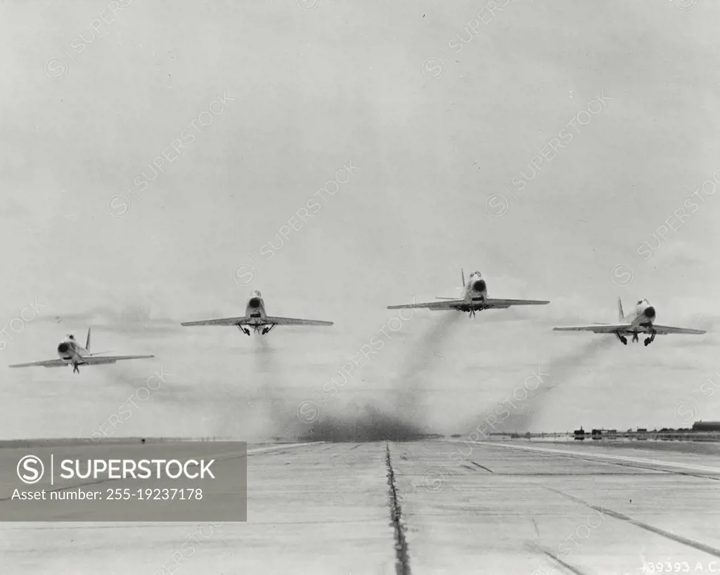 Vintage photograph. F - 86s at Larsen air force base