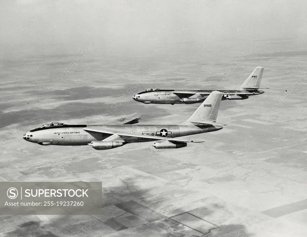 Vintage photograph. Boeing B-47 Stratojets in flight