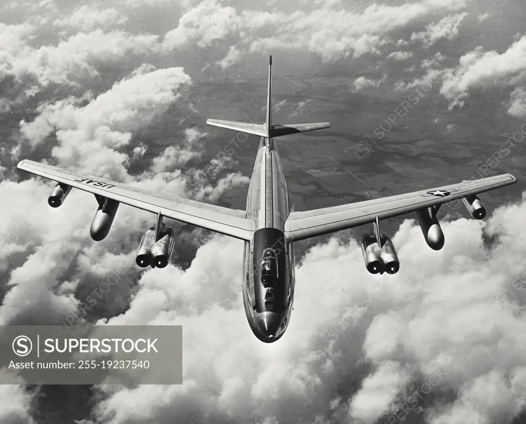 Vintage photograph. Boeing B-47 Stratojet flight