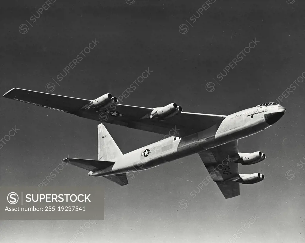 Vintage photograph. Boeing YB-52 Stratofortress in flight