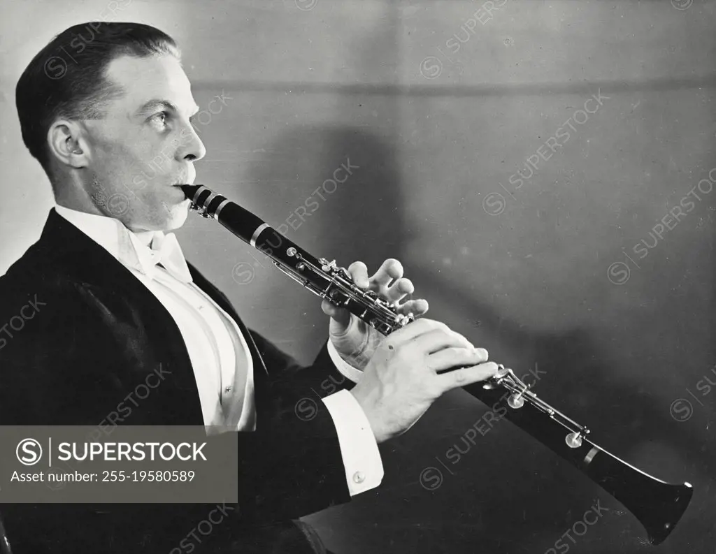 Vintage photograph. The clarinet in Thomas Beecham Royal Philharmonic Orchestra