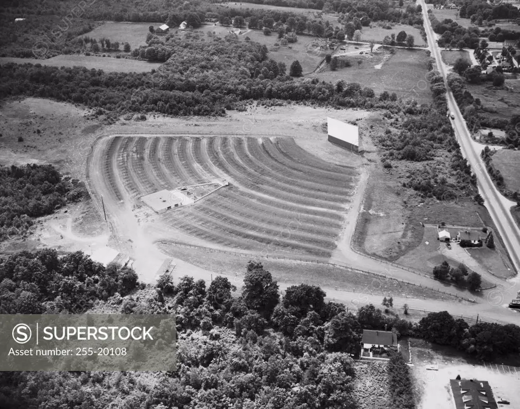 Aerial view of a Drive-in Theater, White River Junction, Vermont, USA