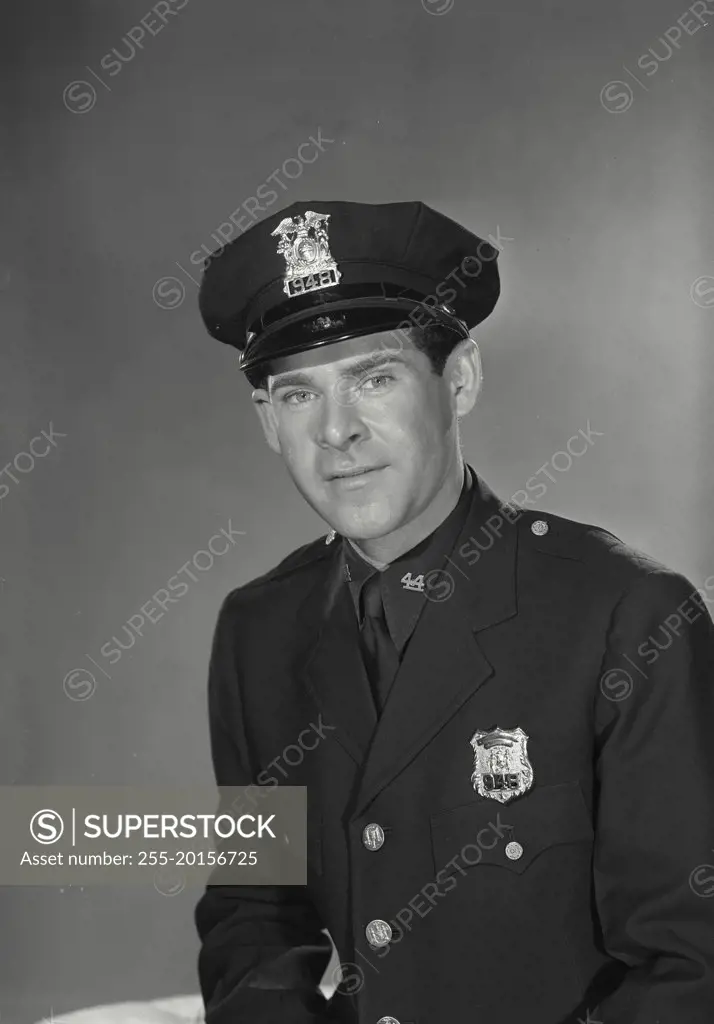 Vintage photograph. Man in police uniform